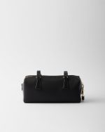 Re-Nylon and Leather Medium Top-Handle Bag With Padlock - Image 5